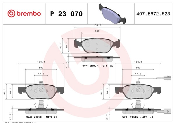 Bremsbelagsatz Scheibenbremse Prime Brembo P 23 070 FüR Alfa Lancia Fiat Brava 1-image