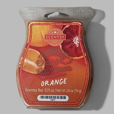 Scentsy Chase Rainbows Orange Wax Bar 3.2oz Citrus Fruity Scent Retired HTF