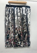 Ladies RIVER ISLAND NEO CLASIC SILVER SEQUIN PENCIL SKIRT BNWT UK 18 - CG W61