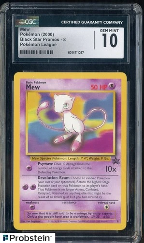 2000 Pokemon Black Star Promo Pokemon League #8 Mew CGC 10 GEM MINT