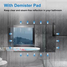 LED Mirror Bathroom Dimmable Illuminated Demister Wall 70cm  by  90cm