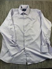 David Donahue Shirt Mens 18 34/35 Purple Trim Fit Long Sleeve Button Front