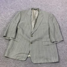 VINTAGE Burberrys Blazer Mens 50L Gray Houndstooth Check Sport Coat 2 Button 90s