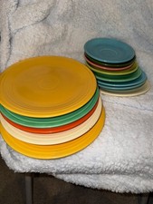 5 Fiestaware Fiesta Classic Rim 9 1/2 Dinner Plates Pastels 8 6 inch Set of 13