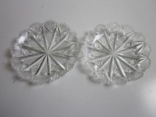 2 ANTIQUE AMERICAN BRILLANT CUT GLASS 5-1/2" BON BON PLATES