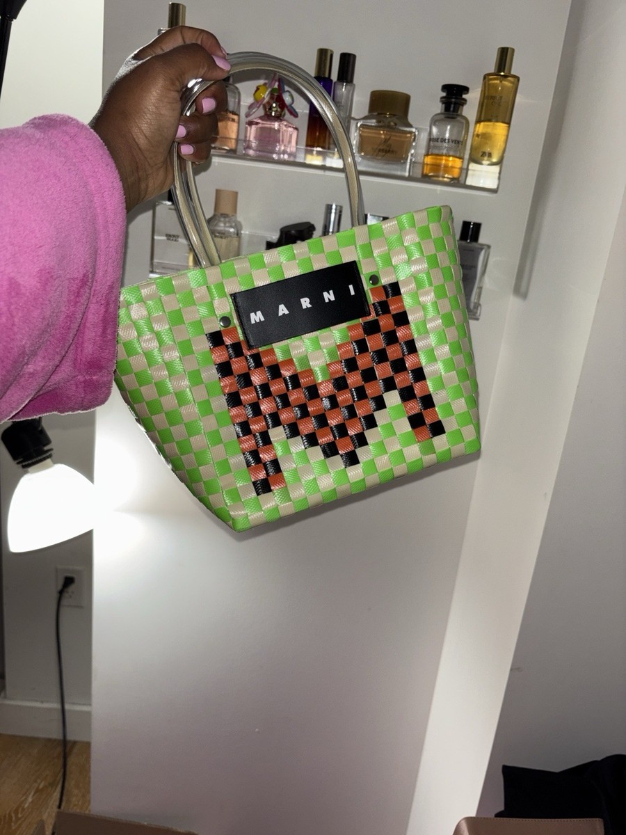 Marni Market Basket Tote Bag Green and Orange Woven | eBay