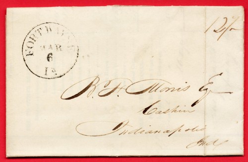 U.S.: Stamp-less folded letter; 12 cent. Forth Wayne Ind. 1843 / mb-174