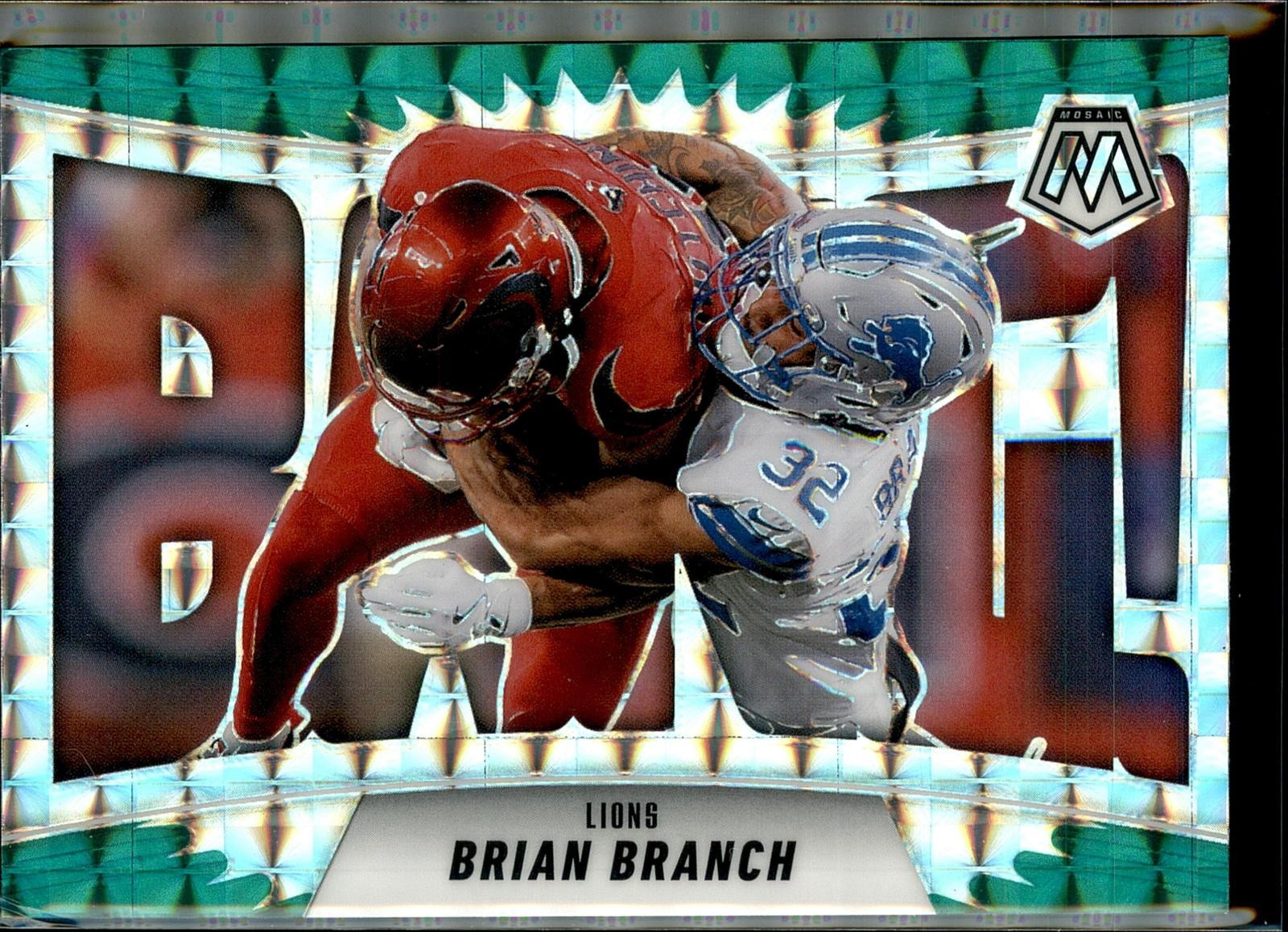 2025 Panini Mosaic #13 Brian Branch Bang! Mosaic Green