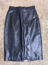 Vtg Wilsons Leather Maxima Black 100 Leather Pencil Skirt High Waist 90s size 4