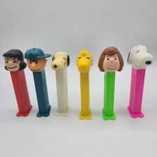 Lot of 6 Pez Dispensers Peanuts Charlie Brown Snoopy Woodstock Lucy Peppermint P