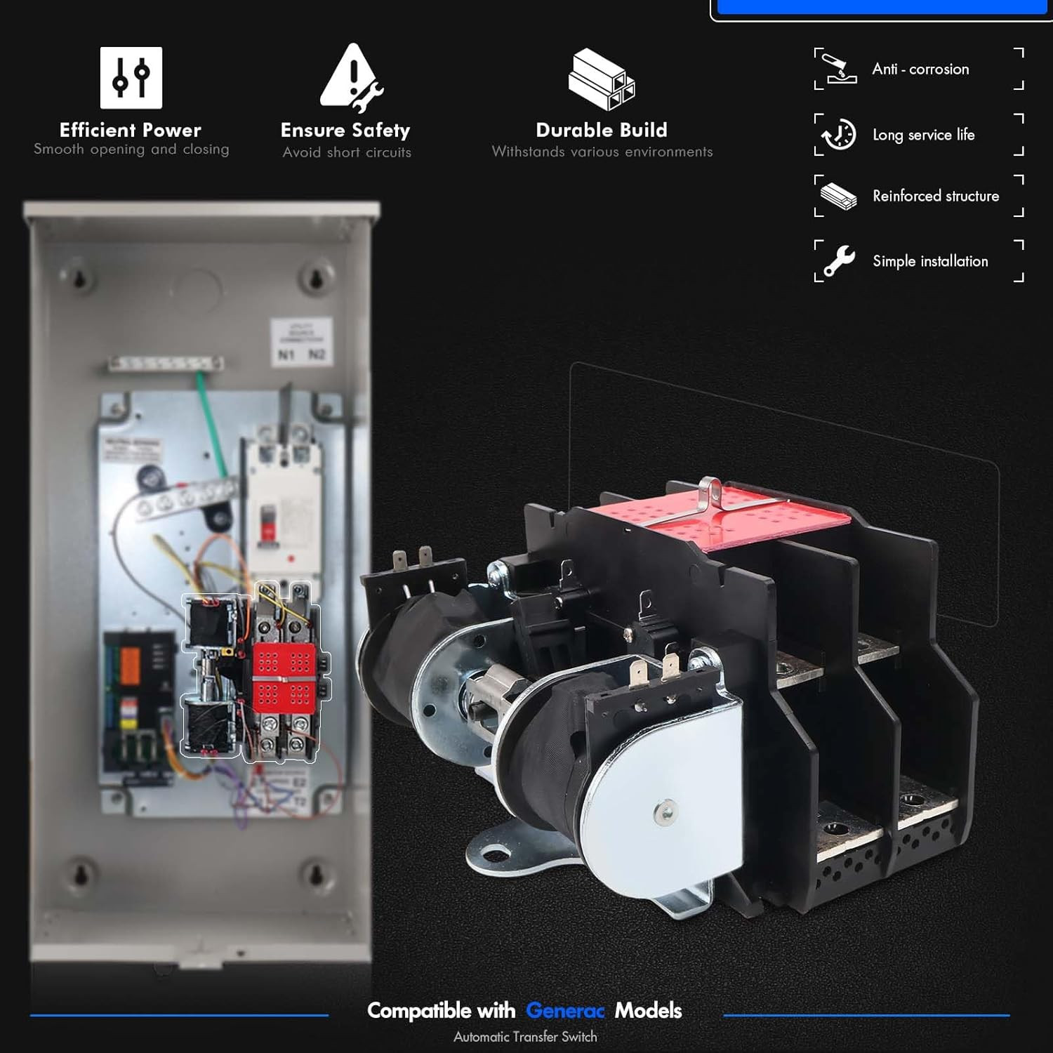 0L2911 Transfer Switch 200A with Handle Fit for Generac 200 Amp 2P 250V Generato