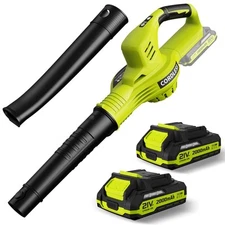 Leaf Blower Cordless - 21V Powerful Electric Leaf Blower with 2 Batteries and...