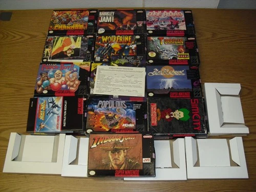 13 BOX ONLY SNES games lot! Super Turrican Act Raiser Lost Vikings Punch Out