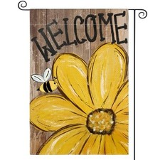 Bee Sunflower Spring Summer Garden Flag 12x18 Inch Garden Size-12 x 18" Multi