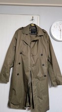 AllSaints Rochdale Trench Coat Jacket Men's Small Olive Khaki Green Double Breas