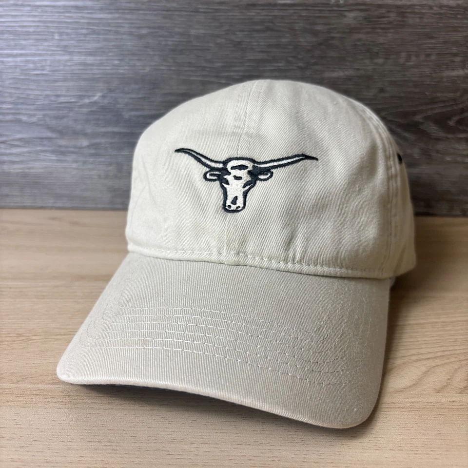 Courtright Enterprises Hat Cap Strap Back Beige Black Longhorn Embroidered Mens - Image 3 of 4