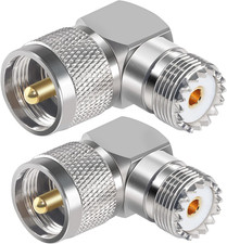 2PCS UHF PL259 Right Angle 90 Degree Coax Adapter, SO239 Male PL259 to Female Ri