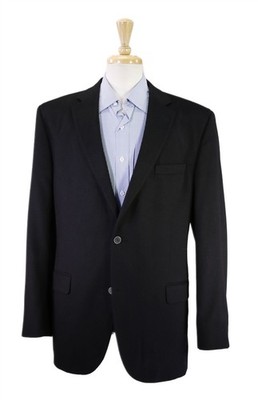 Saks Fifth Avenue Black 100% Cashmere Flannel 2-Btn Blazer Jacket 44L