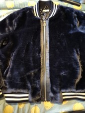 Ladies Blue Vanilla Navy Fluffy Zip Coat Jacket Size 12 M Great Condition