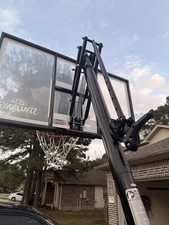 Spalding Portable Adjustable Basketball Hoop Acrylic Glass Backboard Black Steel