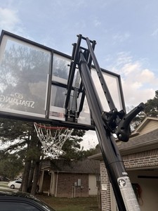Spalding Portable Adjustable Basketball Hoop Acrylic Glass Backboard Black Steel
