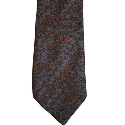 Adolfo Vintage Paisley Necktie 100% Silk Dark Purple Seta Silk Made In Italy VTG