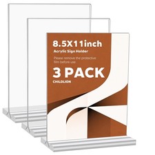 3 Pack Acrylic Sign Holder 8.5x11 Inches, Double Sided Clear Display Stand Ta...