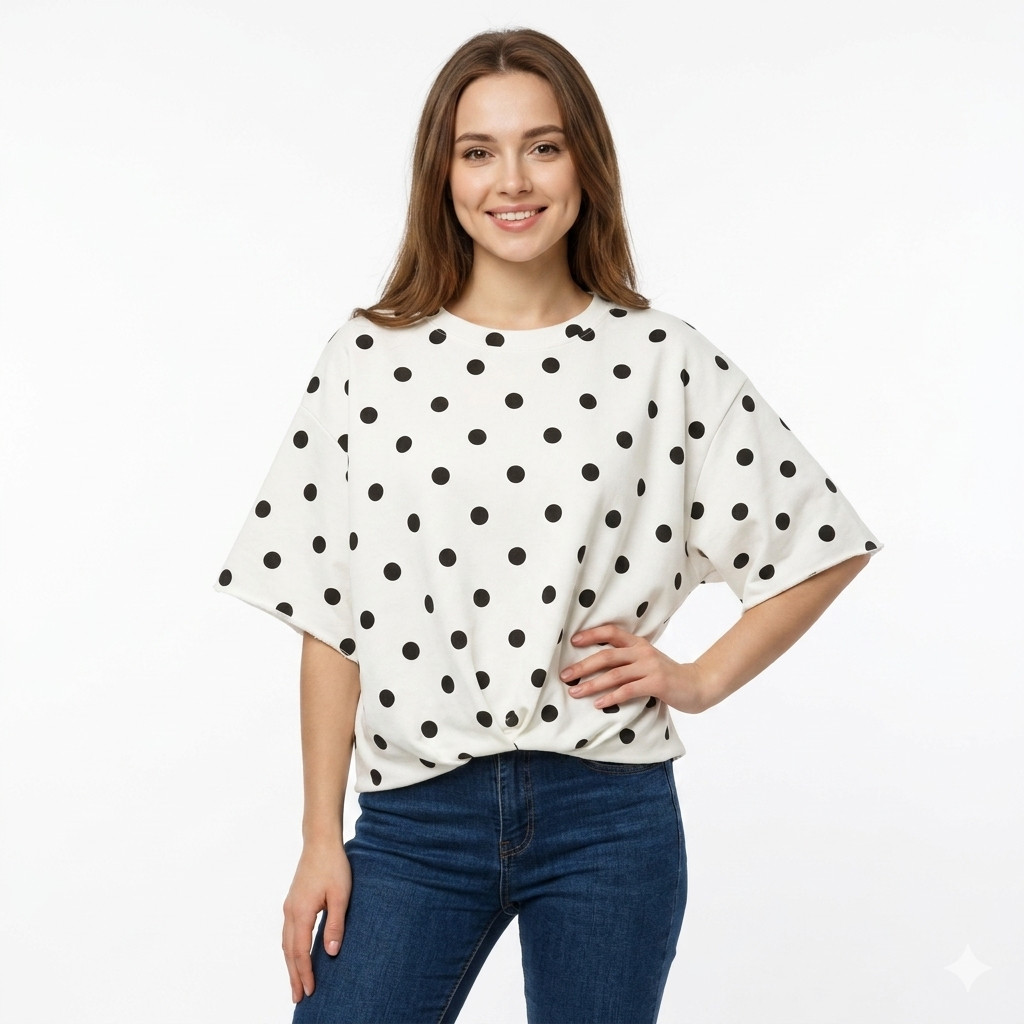 Blusa informal de lunares de gran tamaño para mujer talla grande