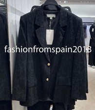 ZARA NEW WOMAN JACQUARD BLAZER WITH SHOULDER PADS JACKET BLACK 8629/503/800