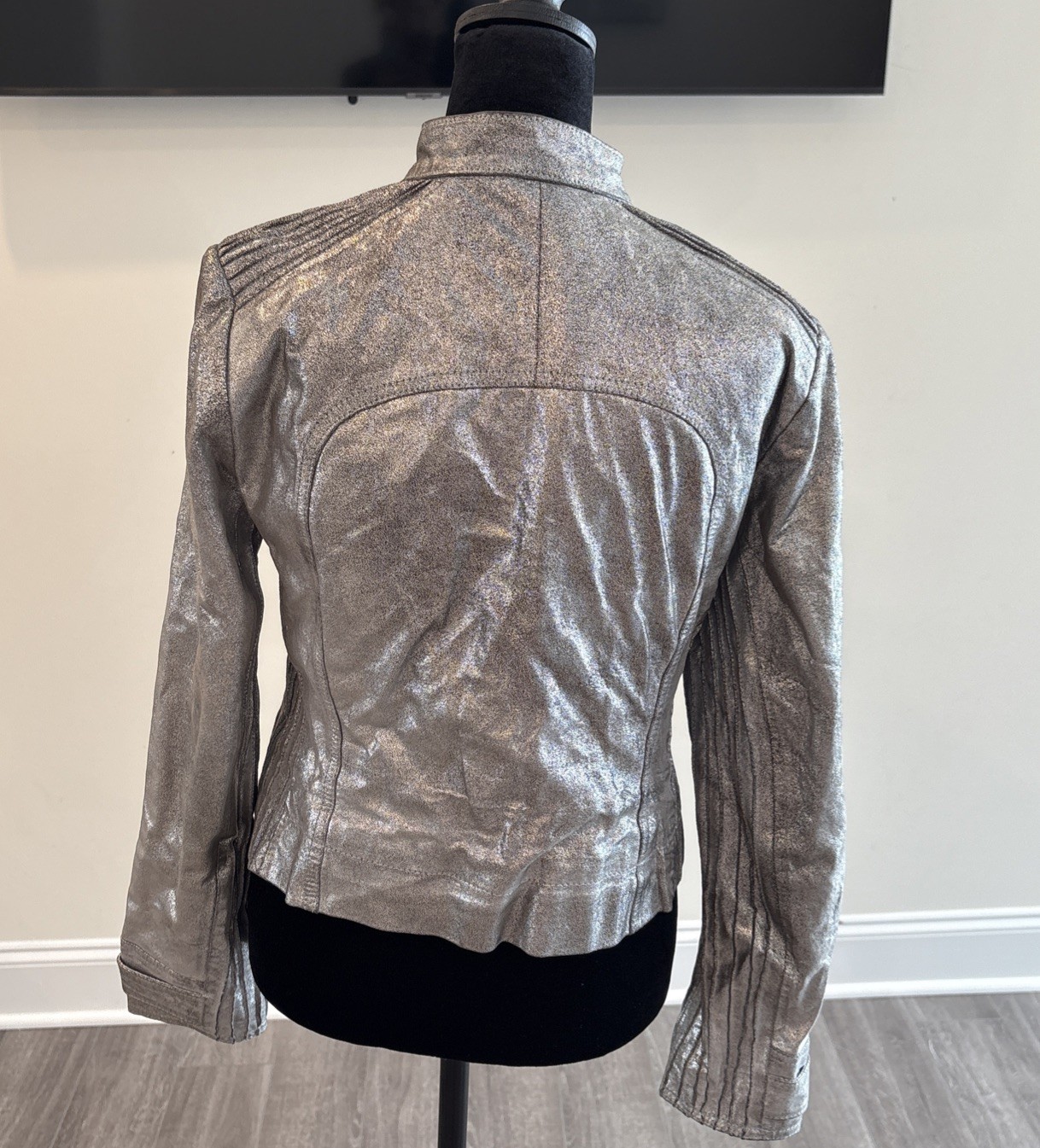 Bebe Cobblestone Silver Pattern Vintage Biker Jac… - image 10