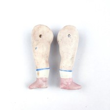 Antique dollhouse doll legs, porcelain legs, wire fixing, 2" / 51 mm, Germany