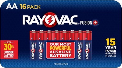 16 PACK) Rayovac AA Fusion Premium Alkaline Batteries