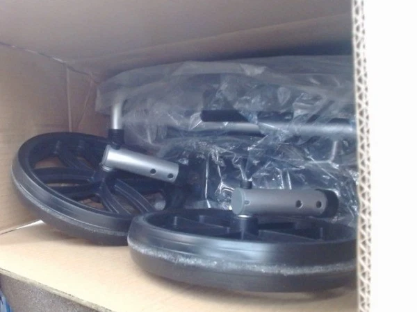 4-in-1 Shower Chair Wheelchair Padded Commode Foldable Adjustable Elderly Black - Image 2 of 3