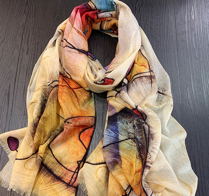 Pure Cashmere 200X100cm Square Scarf Women Neckerchief Wrap Purple petals Print