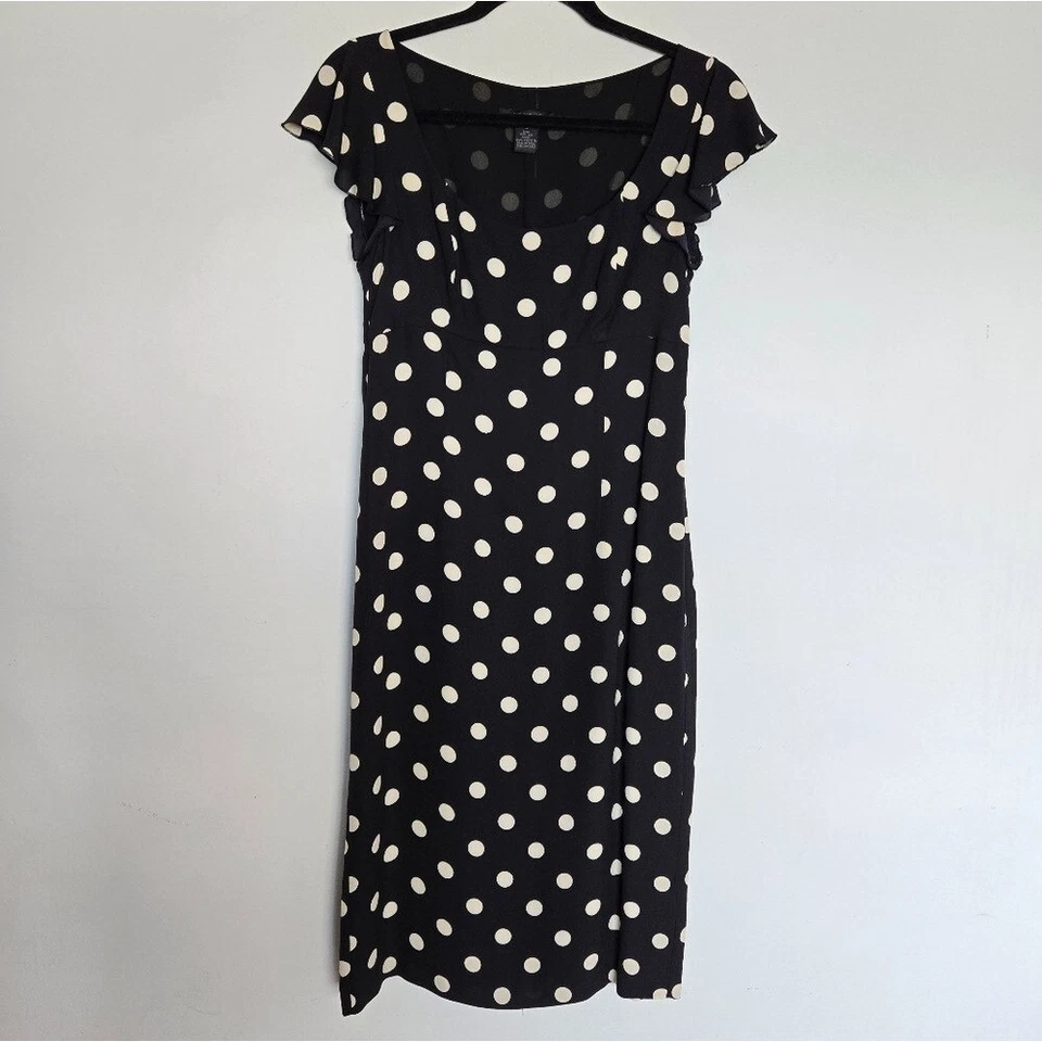 Ограниченный шелк завышенной талии в горошек Shift платье женщин 4 винтажный Y2K ретро - Изображение 2 из 4