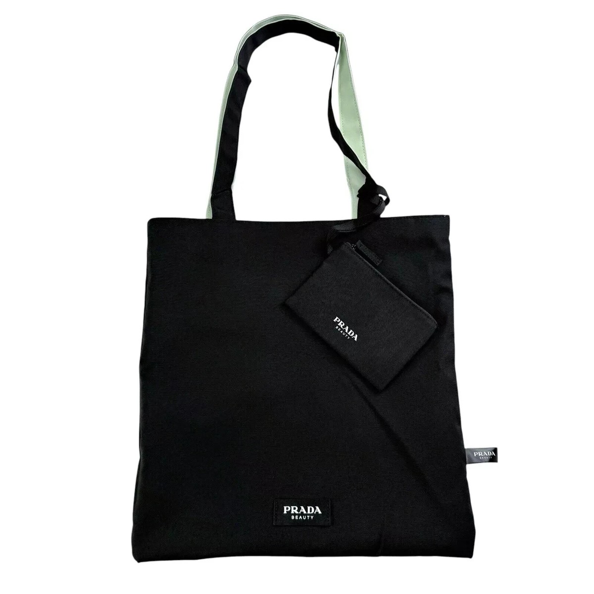 PRADA Beauty Shoulder Tote Shopping Bag Light Green & Black 