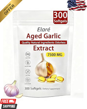 1 PACK Elare Aged Garlic Extract, 300 Softgels, 7500mg Odorless Heart Immune