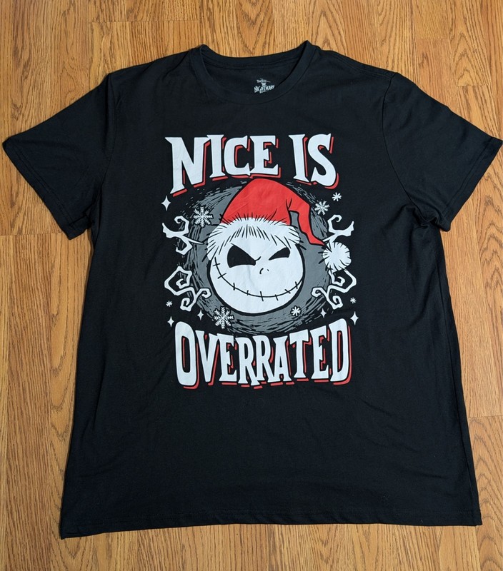 Nightmare Before Christmas t-shirt, "Nice is Overrated" with Jack (XXL) Black