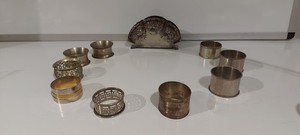 4 Vintage Metal Napkin Rings Mixed Brass & Silver Tone Tableware Set