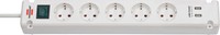Brennenstuhl Bremounta 5-Fach, Steckdosenleiste Weiß, 2X Usb
