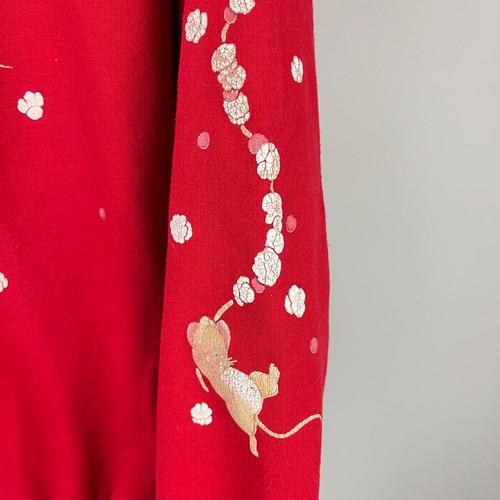 Vintage Morning Sun Christmas Sweatshirt Womens XL? Red Stocking Birds Mice - Picture 4 of 7