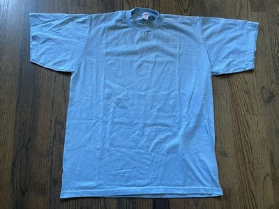 Vintage Jerzees Blank TShirt Sz Large Blue Made in USA Single Stitches Old Stock