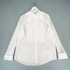 Pal Zileri Tuxedo Shirt Men 16.5 White Pleated Bib Italian French Cuff Cerimonia