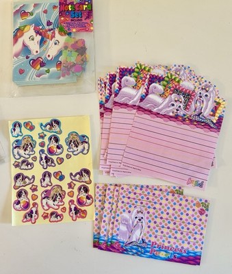 Vintage 90s Lisa Frank Stationary Unicorn Markie And Dog Pearls Stationary  