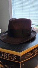 Vintage Dobbs Fifth 5th Avenue Fedora Hat Brown/Black Bow Size 7 W/ Box
