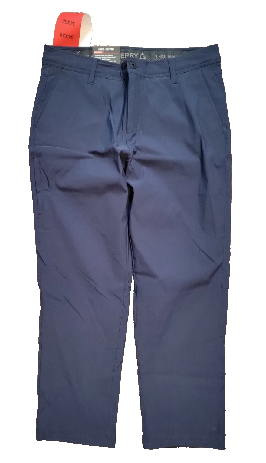 Gerry fleece lined mens pants 34/30 6 pocket navy blue NWT stretch water resist