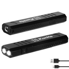 Flat Rechargeable Pocket Flashlight with Magnetic Base 2 Pack   800 Lumens Sl...