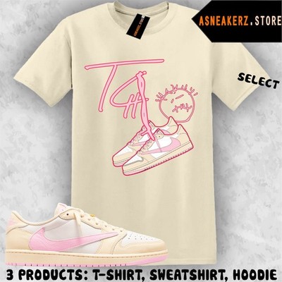 Shirt Matching Travis Scott AJ 1 Low Shy Pink Match Sneaker Shoelace 1s T-Shirt