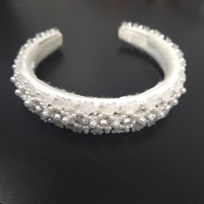 Pearl and Crystals Embellished Head Band Wedding Easter Event Veil Ready