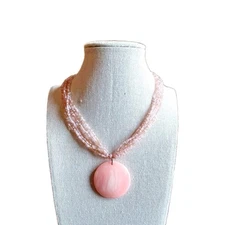 Pink & Gold Beaded Pendant Necklace